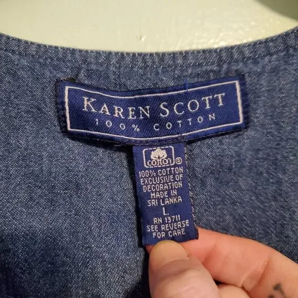 Vintage 90s Cottagecore Sunflower Fall Autumnal Denim A Line Maxi Dress - Picture 10 of 15